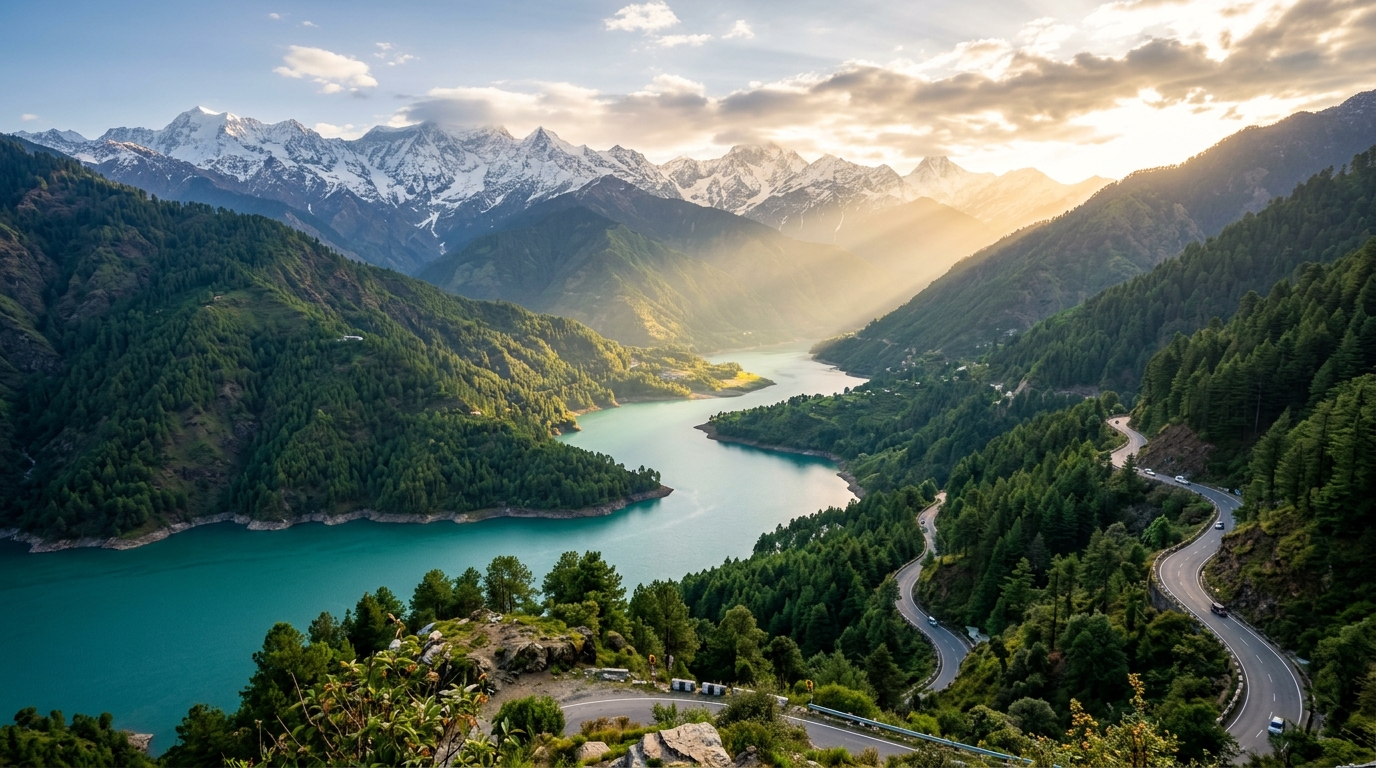 Scenic mountain valley and Himalayan views from Chamba