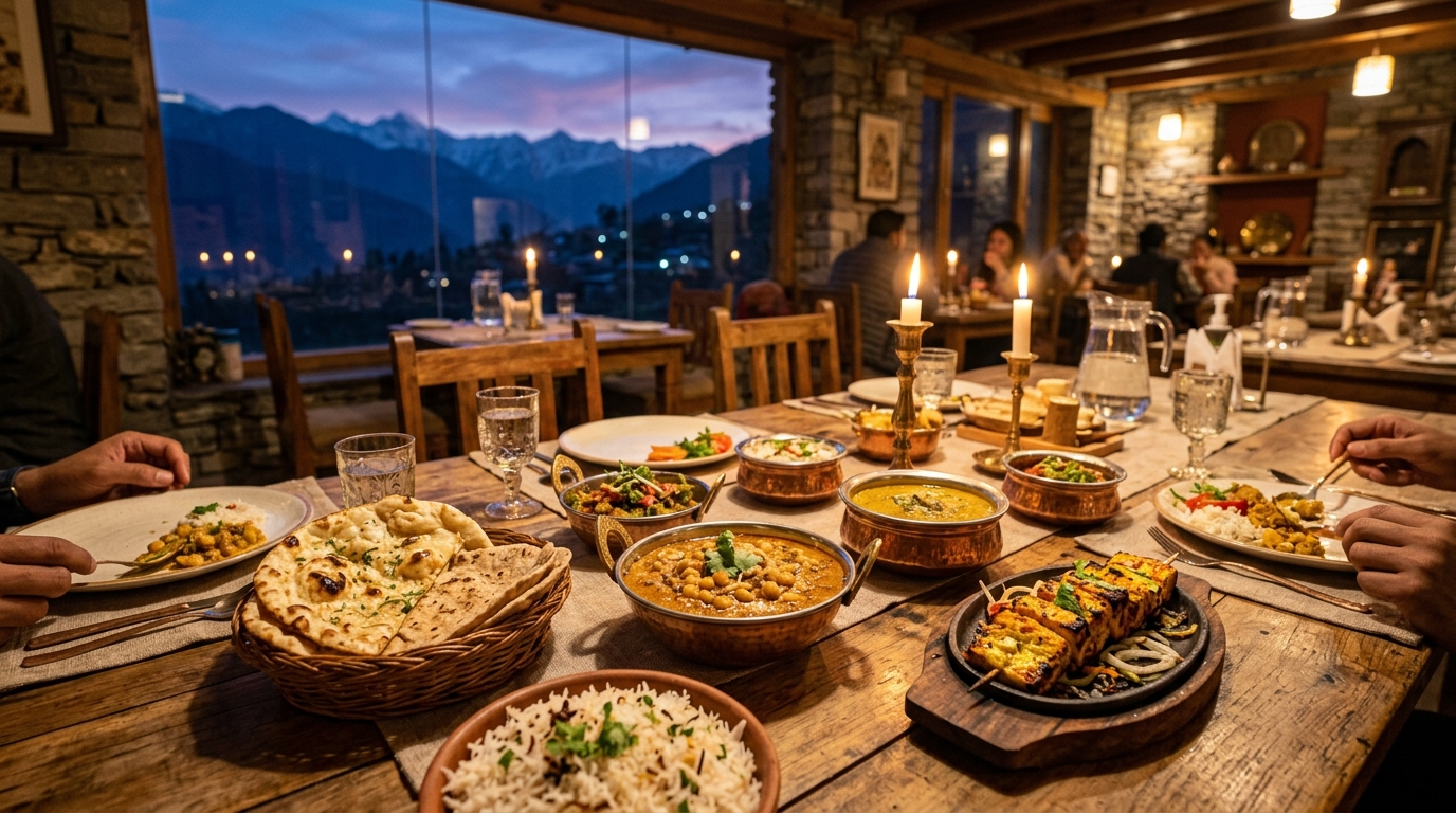 Himachali dining feast at Hotel Gangadhar Chamba